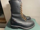 Mens 10 Inch Linesman Work Boot 10.5 EE Made in the USA Leather Black