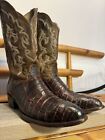 Men’s Exotic Cowboy Boots JB Dillon Caiman Crocodile Size 12 D Brown JBM2840