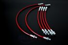 Fit 94-98 BMW 3-Series E36 Red Front Rear S/S Braided Hose Oil Brake Lines Cable