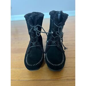 Sporto Black Melissa Lace Up Lined Mid Calf Winter Boots