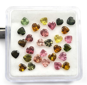 Natural Multi Tourmaline Heart Faceted Loose Gemstone Lot 25 Pcs 4 MM 5 CT