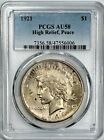 1921 Peace Silver Dollar AU 58 PCGS Certified High Relief Reverse Gently Toned