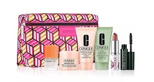 Clinique 7 Pieces Gift Set with Mini Happy Fragrance Bare Pop Lipstick Mascara