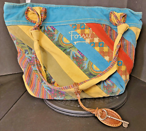 Fossil Long Live Vintage 1954 Multi-Color Tote/Purse with Key Charm