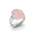 Men's Signet 925 Sterling Silver Ring With Rose Quartz Chunky Statement Ring