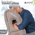 Raised Bottom Inflatable Travel Pillow for Airplanes with Eye Mask & Earplug