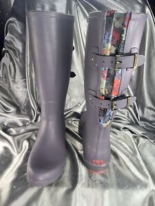 Chooka Women's Wide Calf Memory Foam Rain Boot/ Size 9- Mulberry Gray NWOT