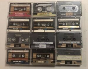 Lot, 12 Vintage USED Maxell Type II High Bias Cassette Tapes, XL II 90 100 110