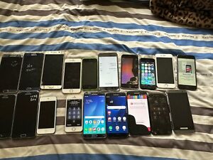 Lot of 19 Apple Samsung Iphone 5 6 7 HTC Smartphones Ipod - Parts
