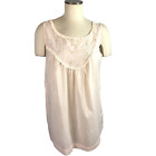 Vintage 60's 70's Sleep Shirt Dress Pink Lace and Embroidered