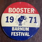 Barnum Festival 1971 booster ELEPHANT Pin Button Vintage