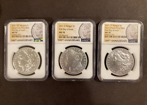 ✯ 2021 Morgan Dollar 3 Coin Set ✯ CC S O NGC MS70 Rare First Day Issue FDOI ✯