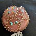 Magnetic Rhinestone Brooch/Pin Round Shape Large Pink stones on a Pink Plastic