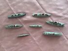 Vintage Lot Of 7 Tootsie Toy Military Diecast Metal Ships  USA