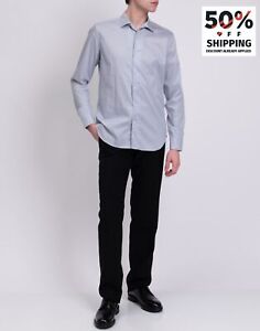 RRP €178 CORNELIANI Button-Up Shirt Size 41 / 16 / L Spotted Pleats Slim Fit