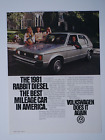 1981 Volkswagen Rabbit Diesel Vintage Best Milage In America Original Print Ad