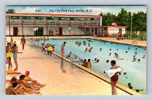 Shelby NC-North Carolina, The City Park Pool, Antique, Vintage Postcard