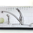 🆕 Delta B4410LF Foundations 1-H Low-Arc Kitchen Faucet w/ Side Spray - Chrome