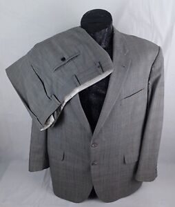 Coppley Biella Miller 48R Mens 2pc Suit Prince Of Wales Pleated Cuffed 42x33