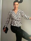 Cabi Rosette blouse, #5898, spring 2021, black and white SMALL