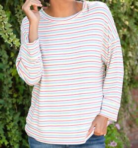 FRESH PRODUCE XL XXL Natural Stripe SHORELINE Callie PULLOVER Top $69 NWT New