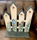 Country Birdhouse Wooden Hand Painted Picket Wall Shelf / Standing Art Display