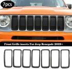 7*Carbon Fiber Front Grill Grille Inserts Cover Trim for Jeep Renegade 2019+ (For: Jeepster)