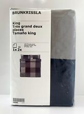 Ikea BRUNKRISSLA King Duvet Cover w/2 Pillowcases Bed Set Black/Gray - NEW