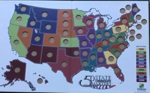 Littleton Coin Co Statehood Quarter Display USA Map 1999-2008 Coin Storage Album