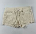 AMERICAN EAGLE Booty Shorts Women's Size 2 Beige Denim Crocheted Stretch Cotton