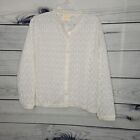 Vintage white knit button front cardigan Size xl