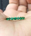 1 CT French Lab-Created Green Emerald Half Eternity Band 14k Yellow Gold Plated