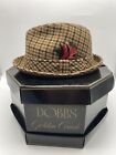 Vintage Dobbs Golden Coach Fedora Hat Houndstooth Tweed 7 1/4 With Box