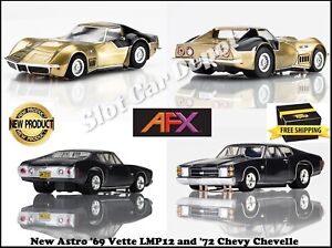 New AFX '69 Astro Vette LMP12 Gold/Black & '72 Chevelle SS 454 Mega G+ Fits AW