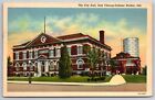 East Chicago-Indiana Harbor~Street View Of The City Hall~Vintage Linen Postcard