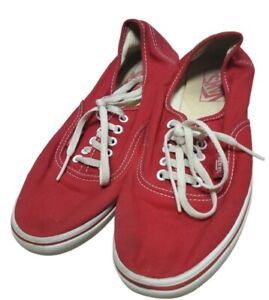 Vans Authentic Low Top Lace-Up Canvas Red Skate Sneakers Shoes Men Size 6.5 W 8