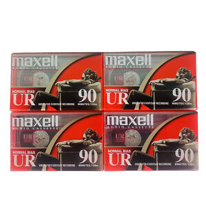 Maxell Normal Bias UR-90 Blank Audio Cassette Tapes 90 Min Lot of 4 NEW SEALED