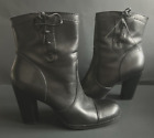 Womens Size 9 Black Boots NINE WEST  Mid Calf Zip Up Block Heel