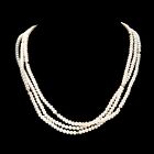 Beautiful 3 Strand Cultured Pearl Necklace 14Kt Gold Clasp Gold Spacers (N123)