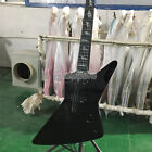 6 String Black Electric Guitar Special Inlay Solid Body Mahogany Body in Stock