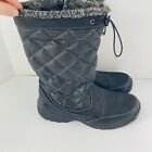 TOTES  QUILTED SNOW BOOTS BLACK BOOTS SIZE 10 Winter Faux Fur Side zip