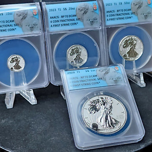 2023 FIJI Silver Eagle 4 coin Fractional Set Reverse Proof RP70 FIRST STRIKE set