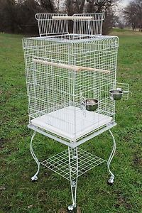 LARGE 57-Inch Open Square Play-Top Parrot Bird Cage Rolling Stand Parakeets