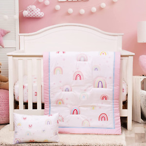 Crib Bedding Set for Girls 3 Piece with Comforter Sheet Toddler Pillowcase Baby