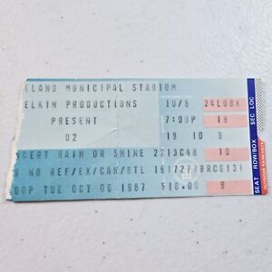 U2 Cleveland Municipal Stadium October 6, 1987 Joshua Tree Tour Ticket Stub