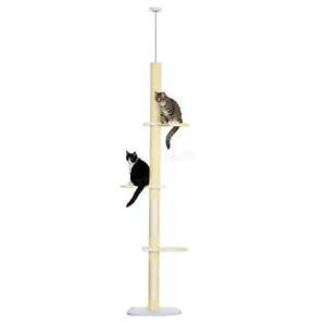 4-Tier Floor to Ceiling Cat Tree Height Adjustable 87 - 103 Inch