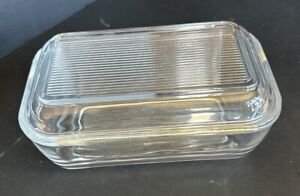 Vintage Arcoroc France Butter Dish With Lid Clear Ribbed Glass Refrigerator Dish