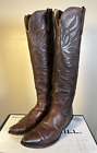 Custom Vintage 1960s 20 Inch Tall Stovepipe Brown Leather Cowboy Boots Sz 12 D