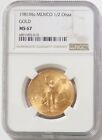 1981 MO GOLD MEXICO 1/2 ONZA WINGED LIBERTAD COIN NGC MINT STATE 67