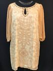 BAGLEY MISCHKA Size 3X Top Tunic Taupe Cream Floral NWT FREE SHIPPING